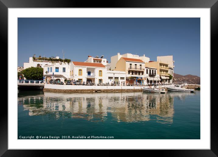 Mesmerizing Reflections in Agios Nikolaos Harbour Framed Mounted Print by Kasia Design
