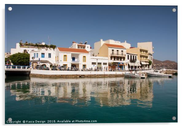 Mesmerizing Reflections in Agios Nikolaos Harbour Acrylic by Kasia Design