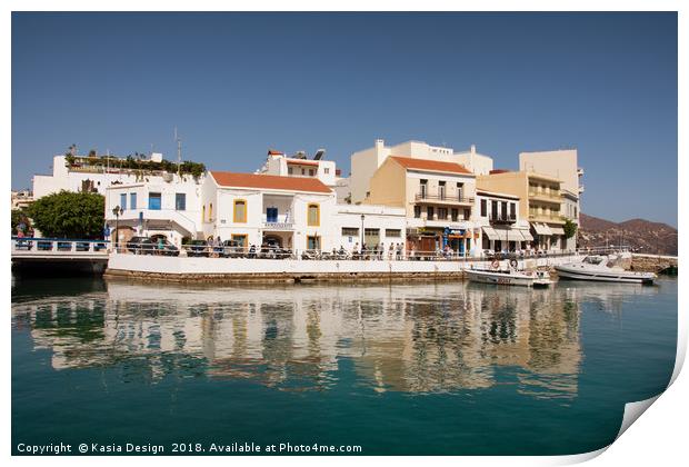 Mesmerizing Reflections in Agios Nikolaos Harbour Print by Kasia Design