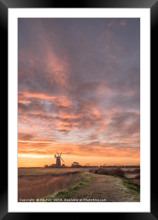 Tower Windmill Sunrise Norfolk Framed Mounted Print by Jim Key