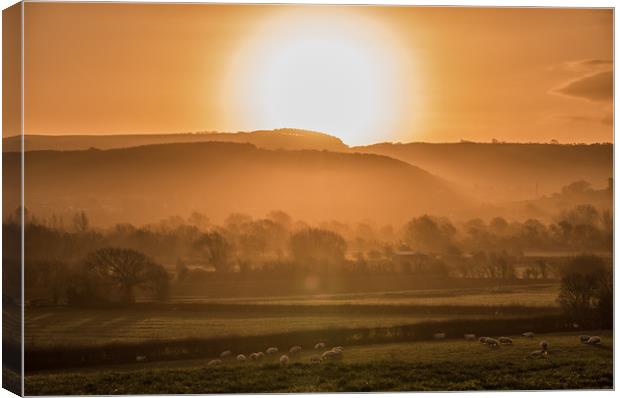 Sunrise over the Mendip Hills Canvas Print by Chris Sweet