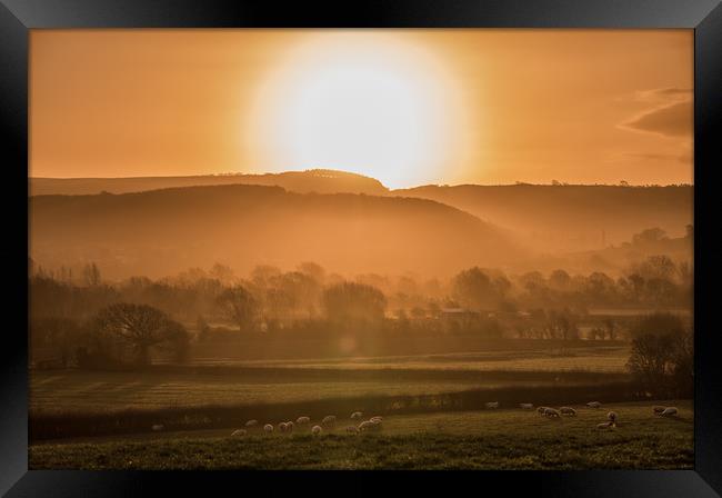 Sunrise over the Mendip Hills Framed Print by Chris Sweet