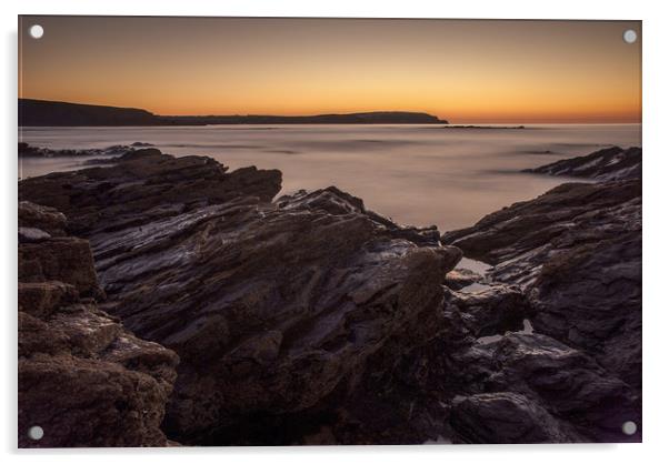 Cornish Sunset Acrylic by Scott Simpson