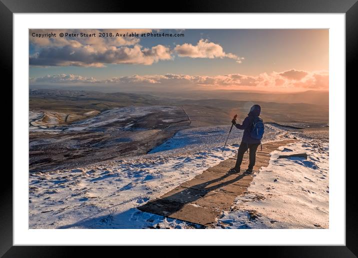 Winter on Pen-Y-Ghent Framed Mounted Print by Peter Stuart