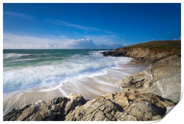 Little Fistral beach Cornwall Print by Eddie John