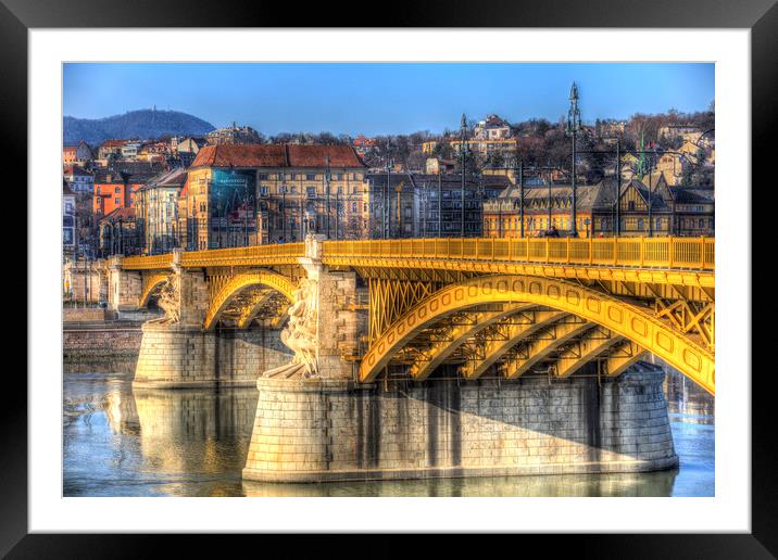 Margaret Bridge Budapest Framed Mounted Print by David Pyatt