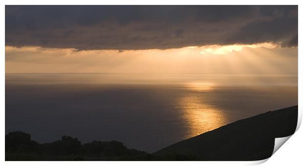 Exmoor coast at sunset Print by Ian Middleton