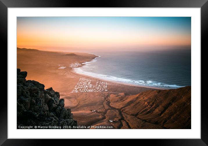 Playa de Famara Sunset Framed Mounted Print by MazzBerg 