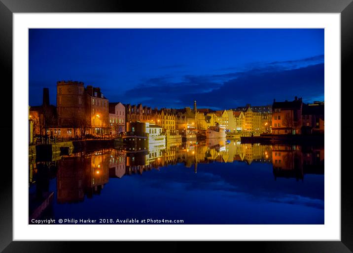 Lieth Harbour late evening Framed Mounted Print by Philip Harker