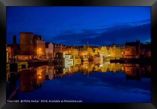 Lieth Harbour late evening Framed Print by Philip Harker