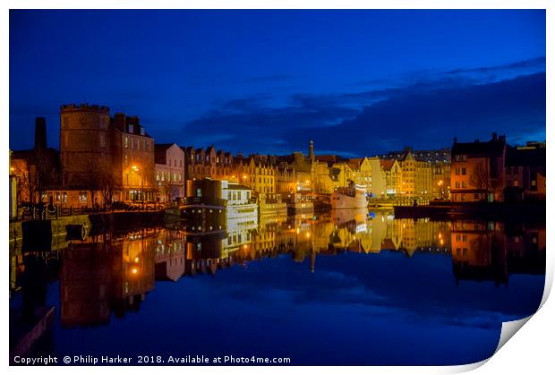 Lieth Harbour late evening Print by Philip Harker