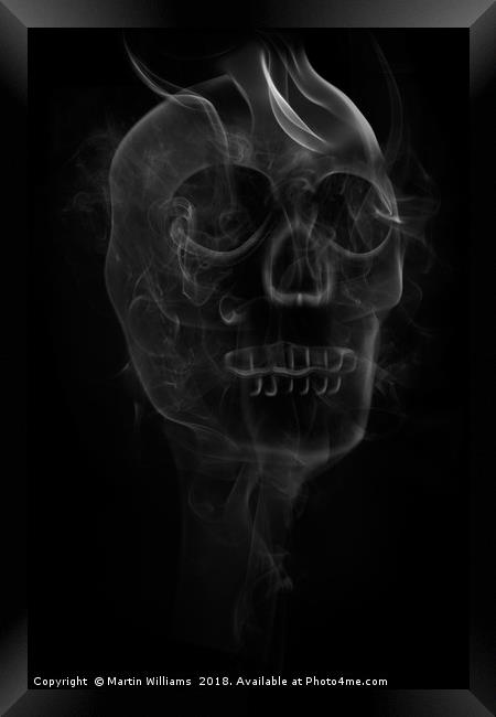 Smoking Skull Framed Print by Martin Williams