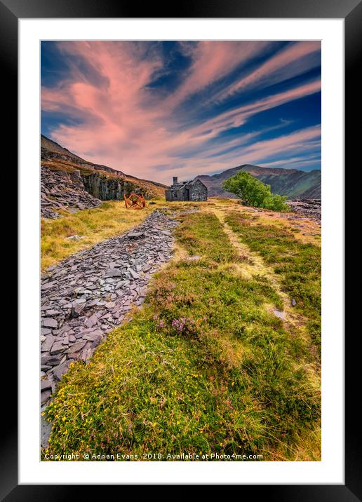 Quarry Sunset Snowdonia Framed Mounted Print by Adrian Evans