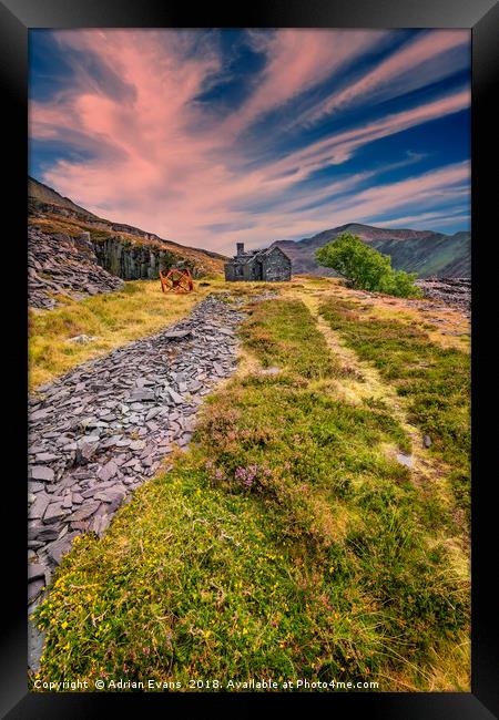 Quarry Sunset Snowdonia Framed Print by Adrian Evans