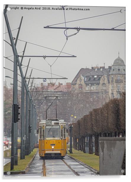Budapest Tram. Acrylic by Angela Aird