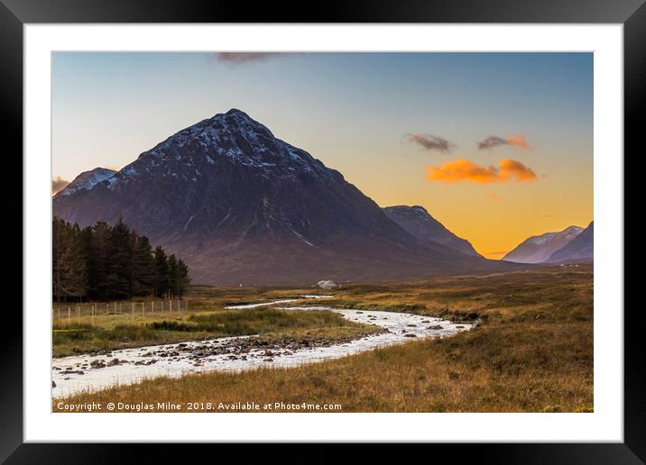 Sunset on the Buachaille Framed Mounted Print by Douglas Milne