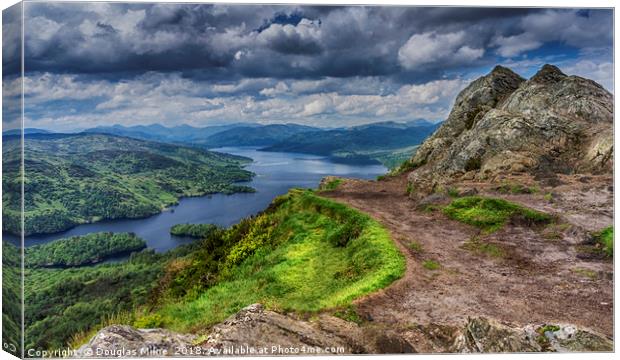 Loch Katrine from the top of Ben A'an Canvas Print by Douglas Milne