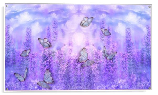 butterflies and flowers Acrylic by sue davies
