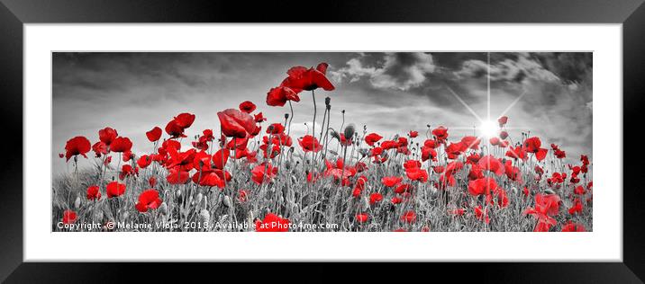 Idyllic Field of Poppies with Sun | Panorama Framed Mounted Print by Melanie Viola
