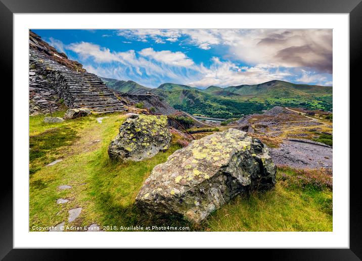 Quarry Steps Snowdonia Framed Mounted Print by Adrian Evans
