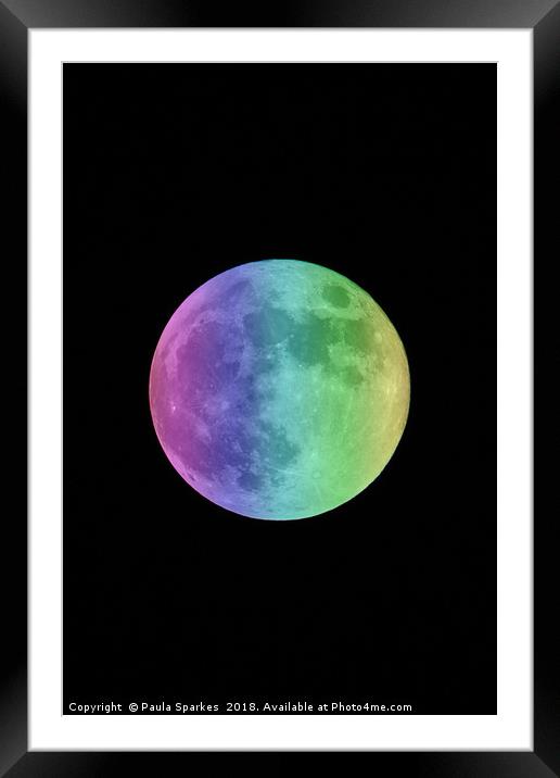 Gay Pride Super Moon Framed Mounted Print by Paula Sparkes