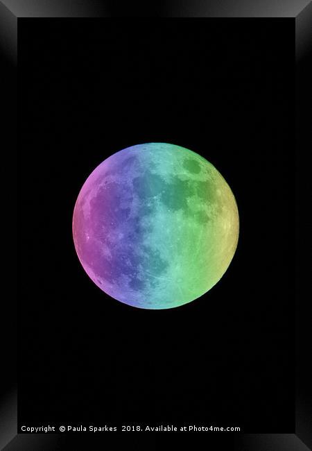 Gay Pride Super Moon Framed Print by Paula Sparkes