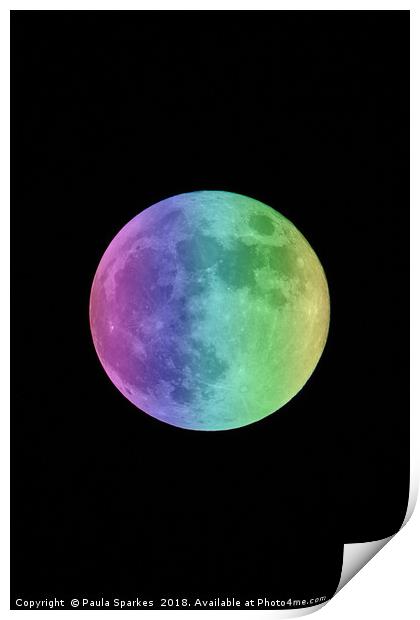 Gay Pride Super Moon Print by Paula Sparkes