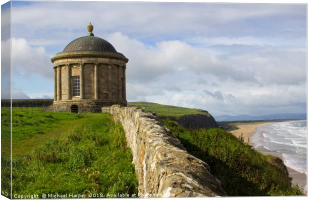 Mussenden Temple on the North Coast of Ireland Canvas Print by Michael Harper