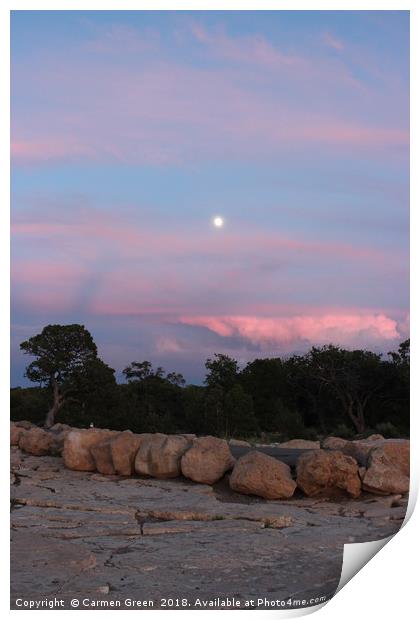 Pink skies as the sun sets at the Grand Canyon Nat Print by Carmen Green