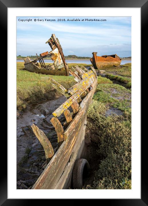 River Wyre Abandoned Boats Framed Mounted Print by Gary Kenyon