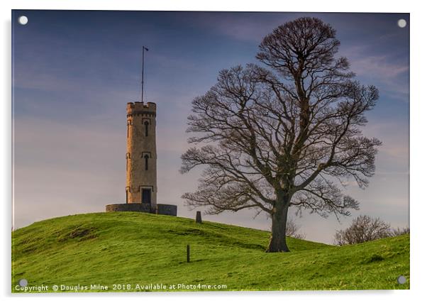 Binns' Tower, West Lothian Acrylic by Douglas Milne