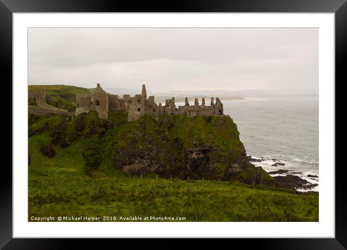 The Ruins of the ancient Dunluce Castle  Framed Mounted Print by Michael Harper
