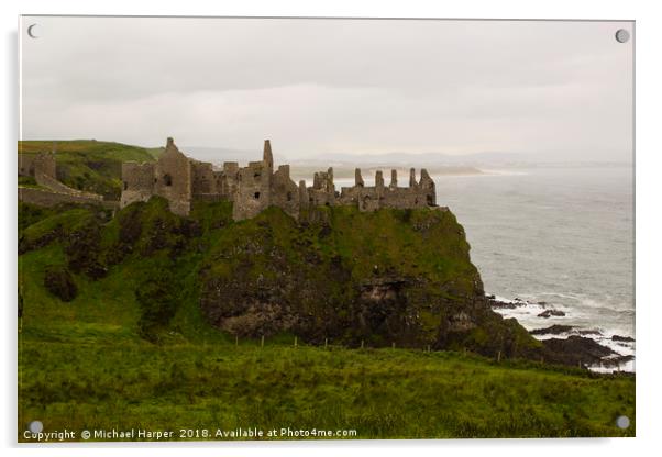 The Ruins of the ancient Dunluce Castle  Acrylic by Michael Harper
