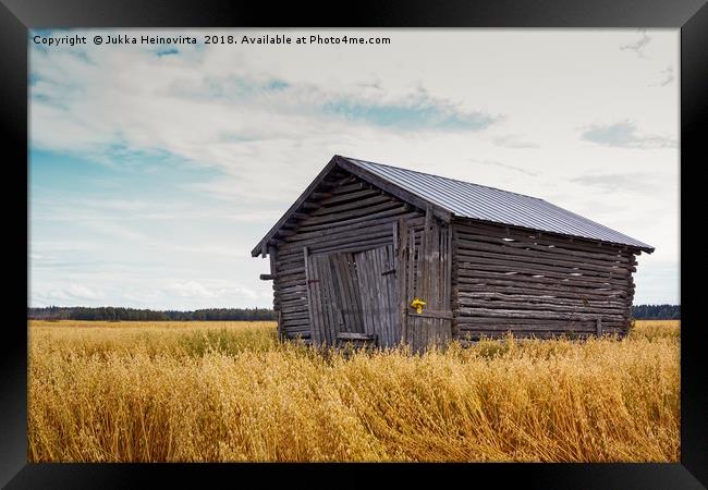 Barn House In The Middle Of The Fields Framed Print by Jukka Heinovirta