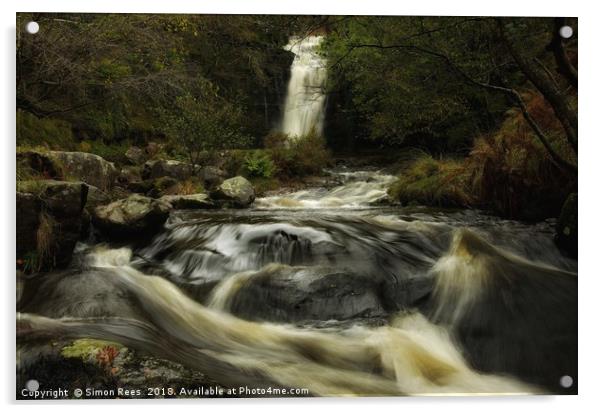 Waterfall at Blaen Y Glyn Brecon Beacons  Acrylic by Simon Rees