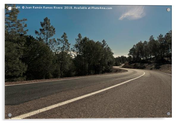 Road between pines Acrylic by Juan Ramón Ramos Rivero