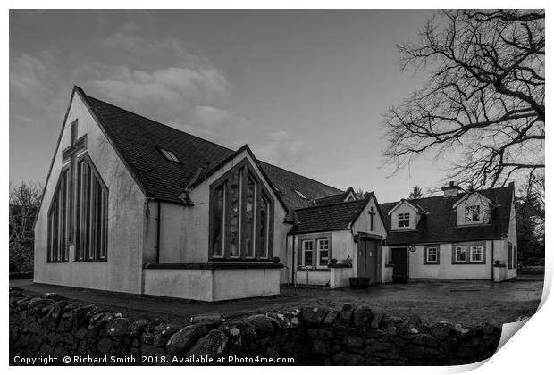 St Mary's Catholic church, Portree (Monochrome) Print by Richard Smith