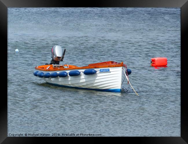 A Boat on its Mooring near Donaghadee Framed Print by Michael Harper