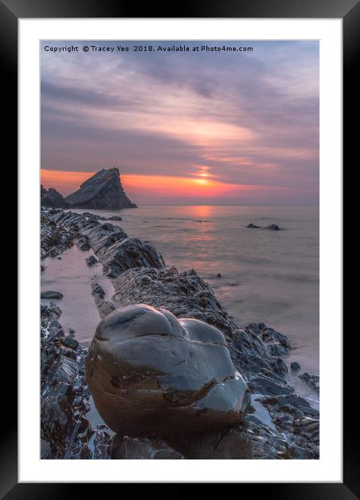 Hartland Quay Sunset. Framed Mounted Print by Tracey Yeo