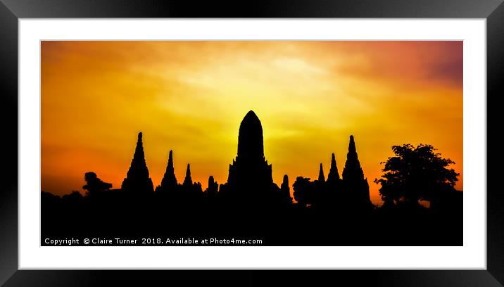 Ayutthuya sunset Framed Mounted Print by Claire Turner