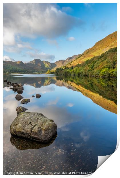 Crafnant Lake Snowdonia Print by Adrian Evans