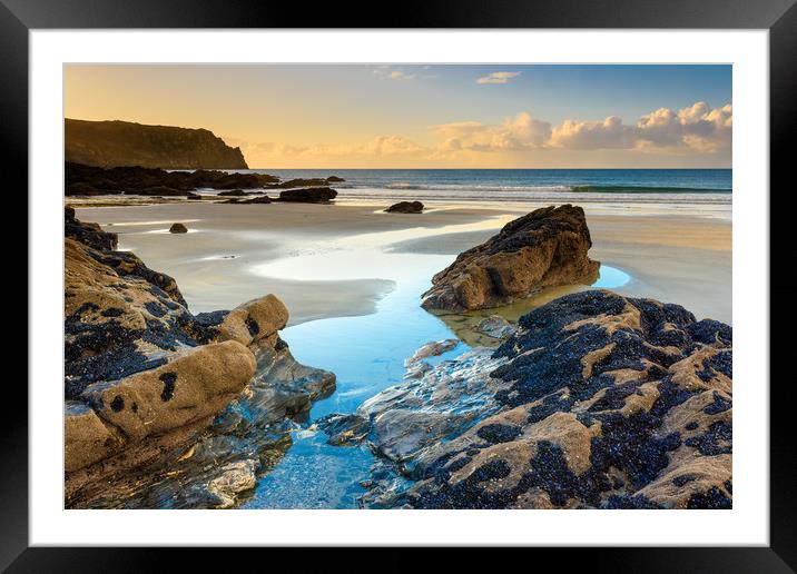 Carne beach and Nare Head Framed Mounted Print by Michael Brookes