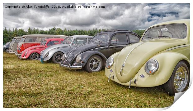 Vintage Volkswagen Beetles Showcased Print by Alan Tunnicliffe