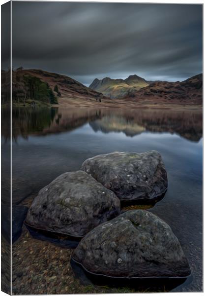 Blea Tarn and the Langdale Pikes Canvas Print by Paul Andrews