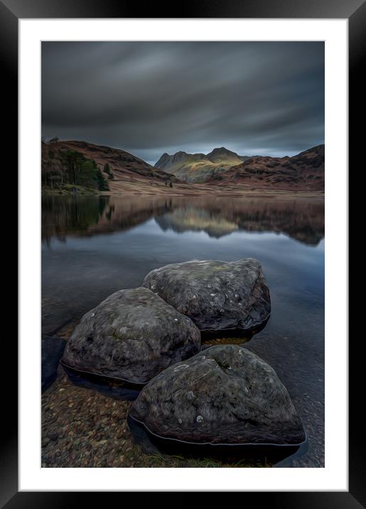 Blea Tarn and the Langdale Pikes Framed Mounted Print by Paul Andrews