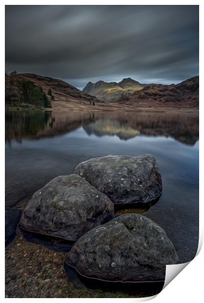 Blea Tarn and the Langdale Pikes Print by Paul Andrews