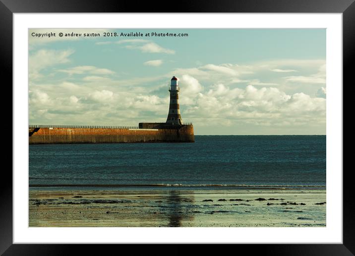 CLOUDY LIGHTHOUSE Framed Mounted Print by andrew saxton