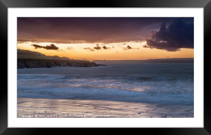 West Angle Bay on a Winter Evening Pembrokeshire Framed Mounted Print by Nick Jenkins