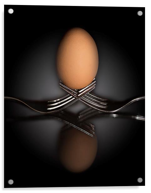 Balance - Egg on Forks Acrylic by Pam Sargeant