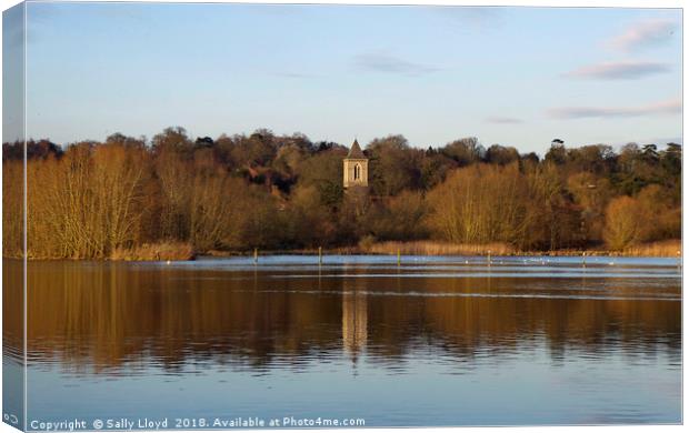 Tower Reflection Whitlingham Broad Canvas Print by Sally Lloyd